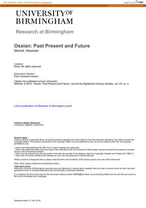 Ossian: Past Present and Future Mitchell, Sebastian