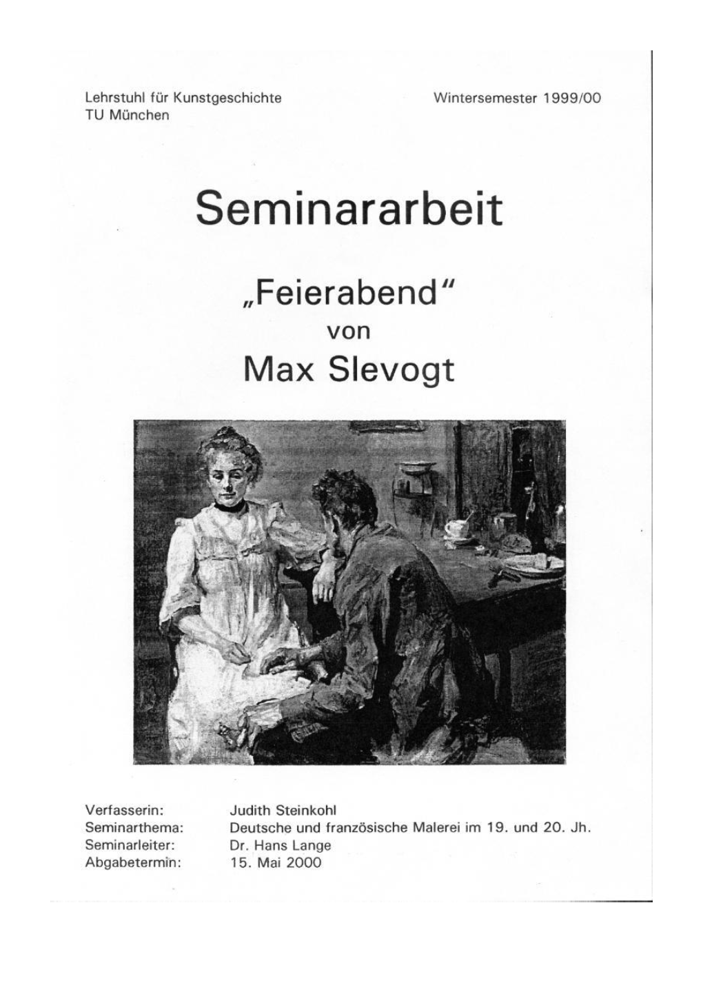 Seminararbeit Kunstgeschichte: Feierabend Von Max