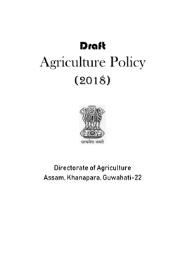 Assam Agriculture Policy 2018.Pdf