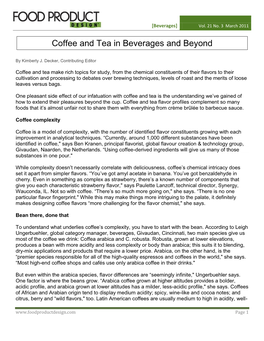 Coffee and Tea in Beverages and Beyond