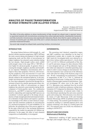 Analysis of Phase Transformation in High Strength Low Alloyed Steels
