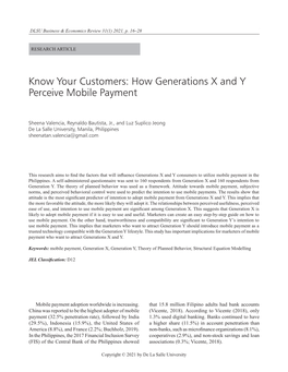 How Generations X and Y Perceive Mobile Payment