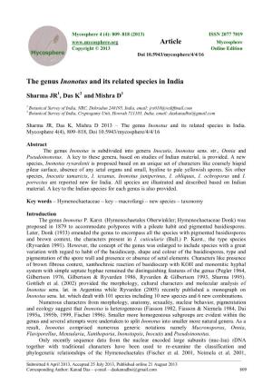 The Genus Inonotus and Its Related Species in India Article
