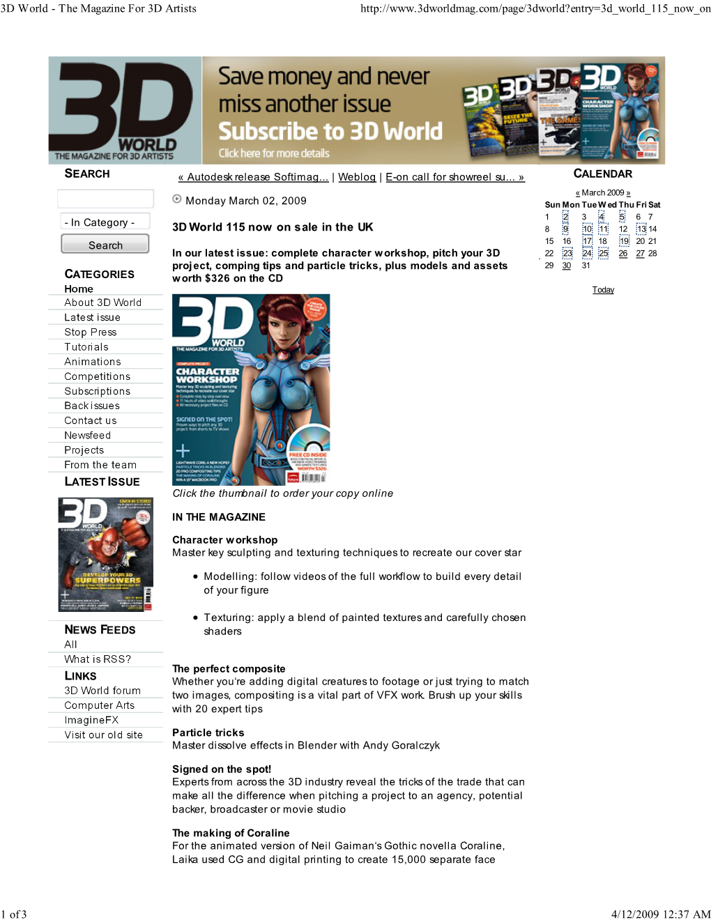 3D World - the Magazine for 3D Artists