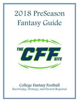 2018 Preseason Fantasy Guide