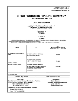 Citgo Products Pipeline Company Casa Pipeline System