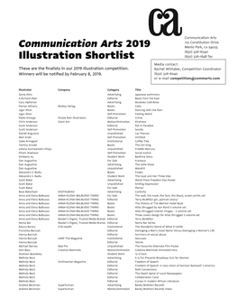 Communication Arts 2019 Illustration Shortlist