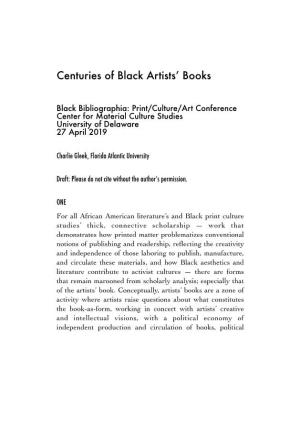 Centuries of Black Artists' Books