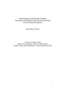 Transformations of Scylla and Charybdis: Encounters with Otherness and Ancient Greek Myth in Post-Classical Perspective