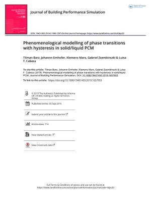 Phenomenological Modelling of Phase Transitions with Hysteresis in Solid/Liquid PCM