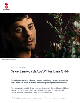 Oskar Linnros Och Ace Wilder Klara För Hx