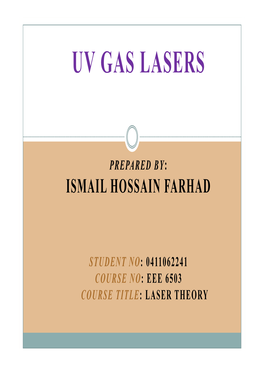 Uv Gas Lasers