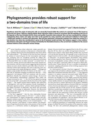 Phylogenomics Provides Robust Support for a Two-Domains Tree of Life
