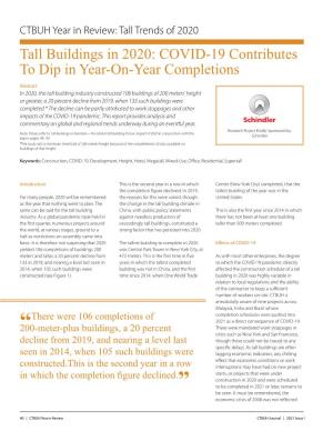 Tall Buildings in 2020: COVID-19 Contributes to Dip in Year-On-Year Completions