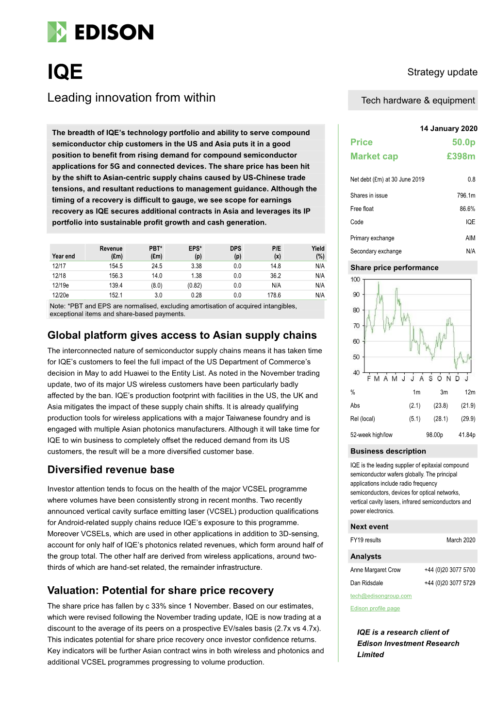 IQE Strategy Update