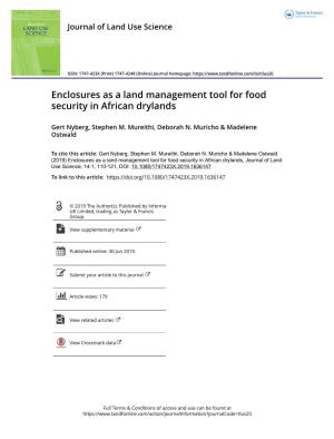Enclosures As a Land Management Tool for Food Security in African Drylands