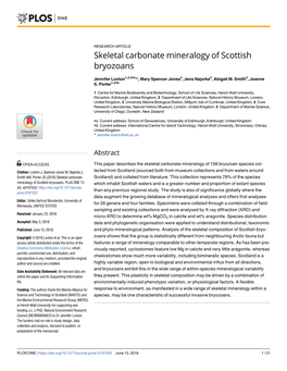 Skeletal Carbonate Mineralogy of Scottish Bryozoans