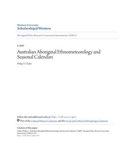 Australian Aboriginal Ethnometeorology and Seasonal Calendars Philip A