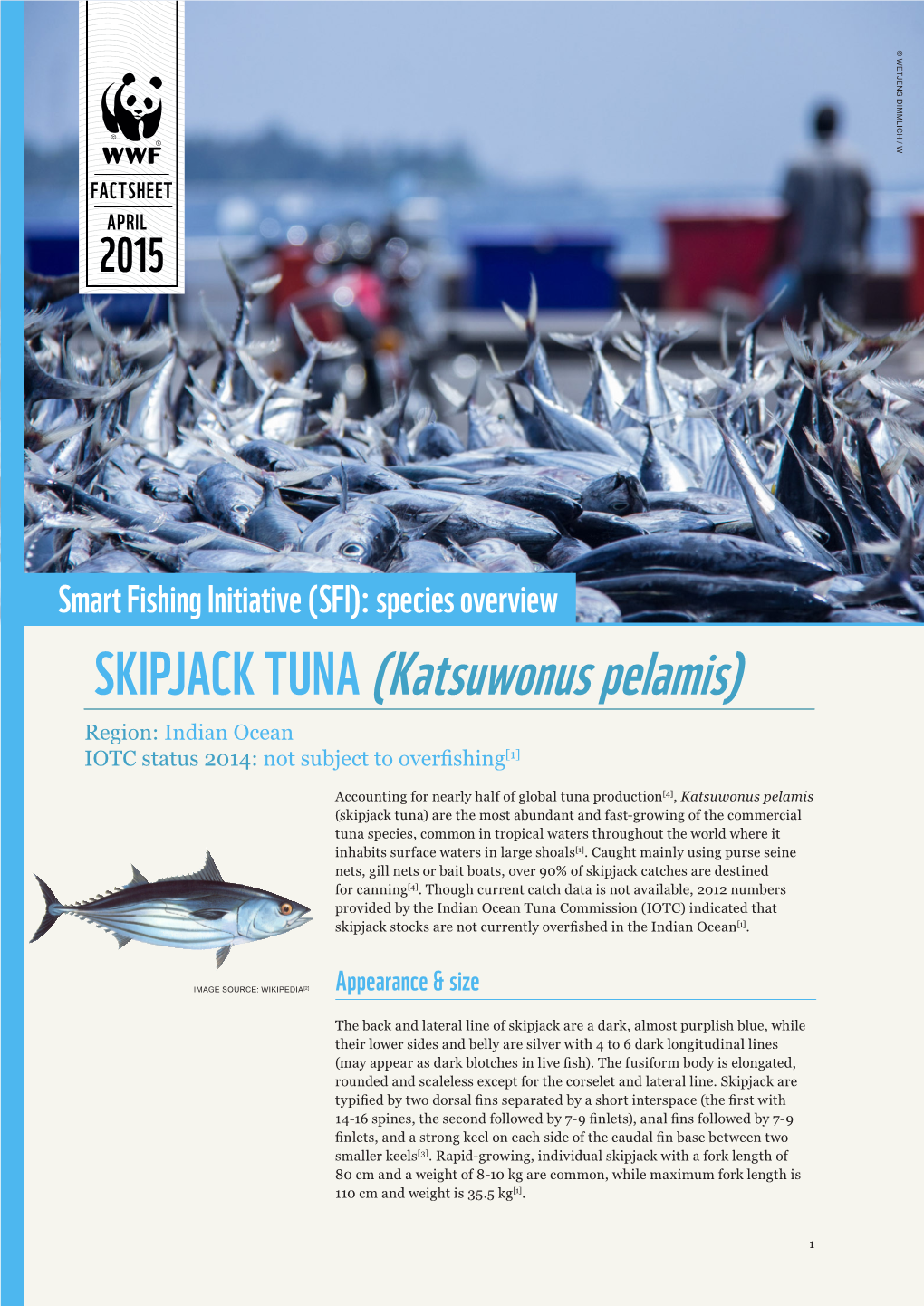 SKIPJACK TUNA (Katsuwonus Pelamis) Region: Indian Ocean IOTC Status 2014: Not Subject to Overfishing[1]