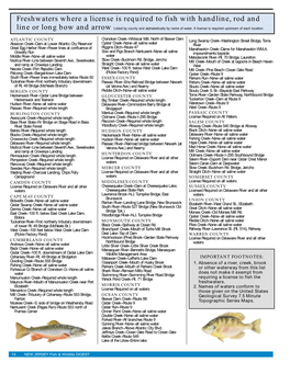 Freshwaters Where a License Is Required to Fish with Handline, Rod and Line Or Long Bow and Arrow Listed by County and Alphabetically by Name of Water