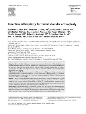 Resection Arthroplasty for Failed Shoulder Arthroplasty