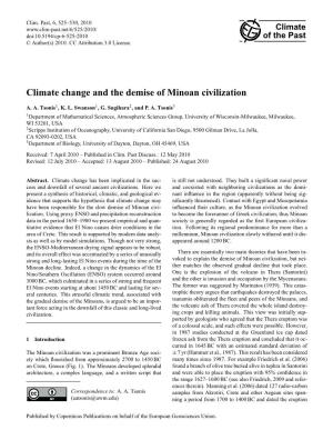 Climate Change and the Demise of Minoan Civilization
