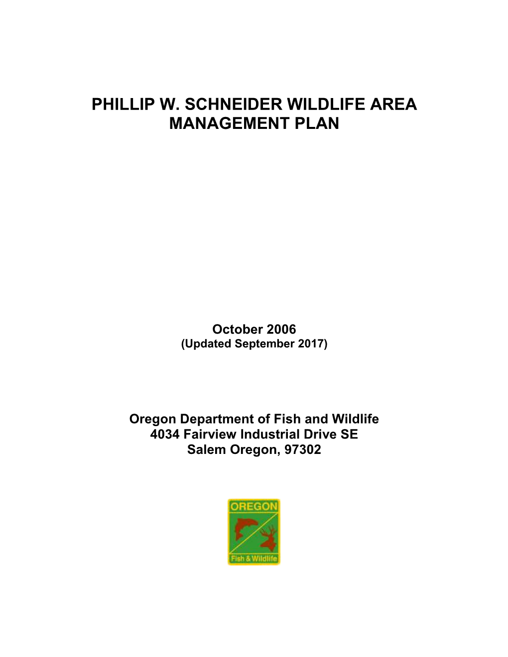 Wildlife Area Management Plan