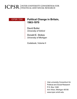 Political Change in Britain, 1963-1970 Codebook, Volume II