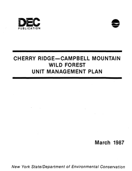 Cherry Ridge-Campbell Mountain Wild Forest Unit Management Plan