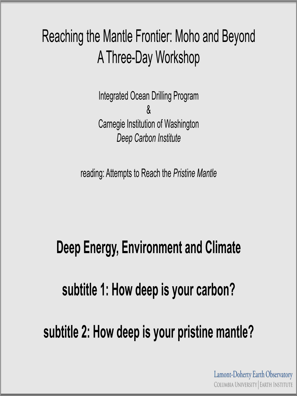 Deep Energy, Environment and Climate Subtitle 1