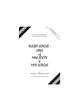 RUGBY LEAGUE : LAWS of MINI FOOTY & MOD LEAGUE