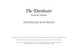 Penthouse and Pavilion Menus