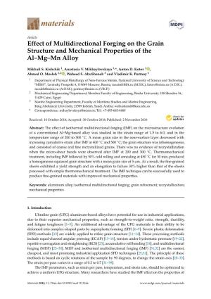 Effect of Multidirectional Forging on the Grain Structure and Mechanical Properties of the Al–Mg–Mn Alloy