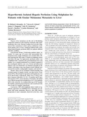 Hyperthermic Isolated Hepatic Perfusion Using Melphalan for Patients with Ocular Melanoma Metastatic to Liver
