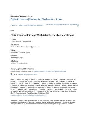 Obliquity-Paced Pliocene West Antarctic Ice Sheet Oscillations