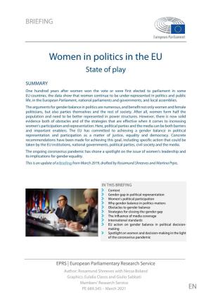 Briefing: Women in Politics in the EU: State of Play
