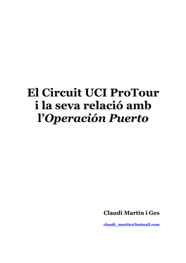 El Circuit UCI Protour I La Seva Relació Amb L'operación Puerto