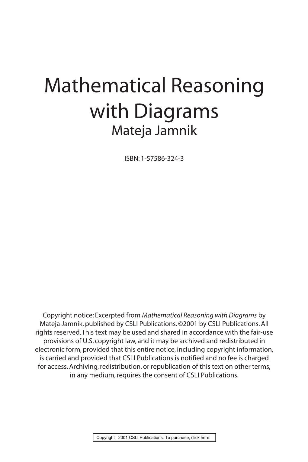 Mathematical Reasoning with Diagrams Mateja Jamnik