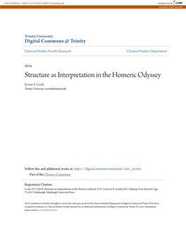 Structure As Interpretation in the Homeric Odyssey Erwin F