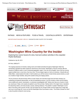 Washington Wine Country for the Insider - Wine Enthusiast Ma
