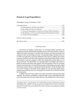 Patents & Legal Expenditures