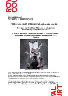 Press Release Thursday 12 December 2019 Poet in Da