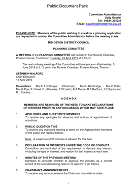 (Public Pack)Agenda Document for Planning Committee, 23/04/2019