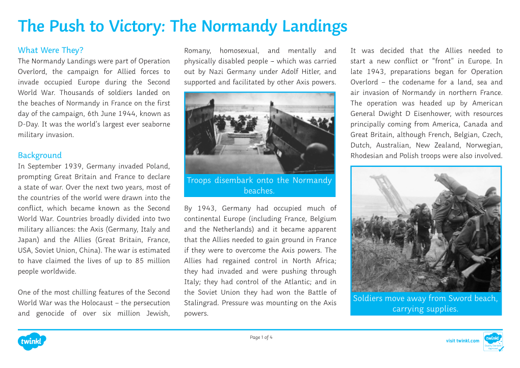 The Push to Victory: the Normandy Landings
