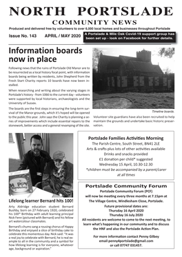 NORTH PORTSLADE COMMUNITY NEWS Produced and Delivered Free by Volunteers to Over 6,000 Local Homes and Businesses Throughout Portslade Issue No