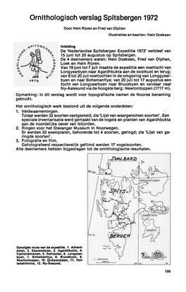 Ornithologisch Verslag Spitsbergen 1972