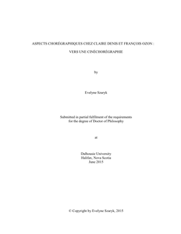 Aspects Chorégraphiques Chez Claire Denis Et François Ozon