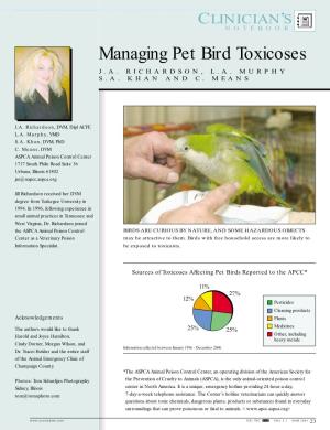 Managing Pet Bird Toxicoses J.A