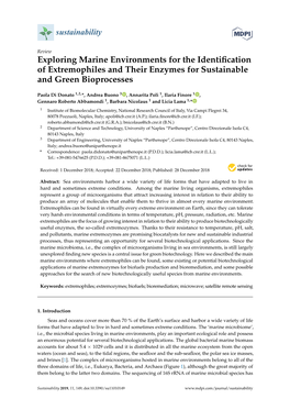 Exploring Marine Environments for the Identification of Extremophiles and Their Enzymes for Sustainable and Green Bioprocesses