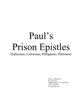 Handouts for Pauls Prison Epistles